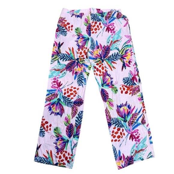 Soma 2 Piece Pajama Set Size Large Short Sleeve Tropical Floral Pink & Multic - Picture 3 of 9